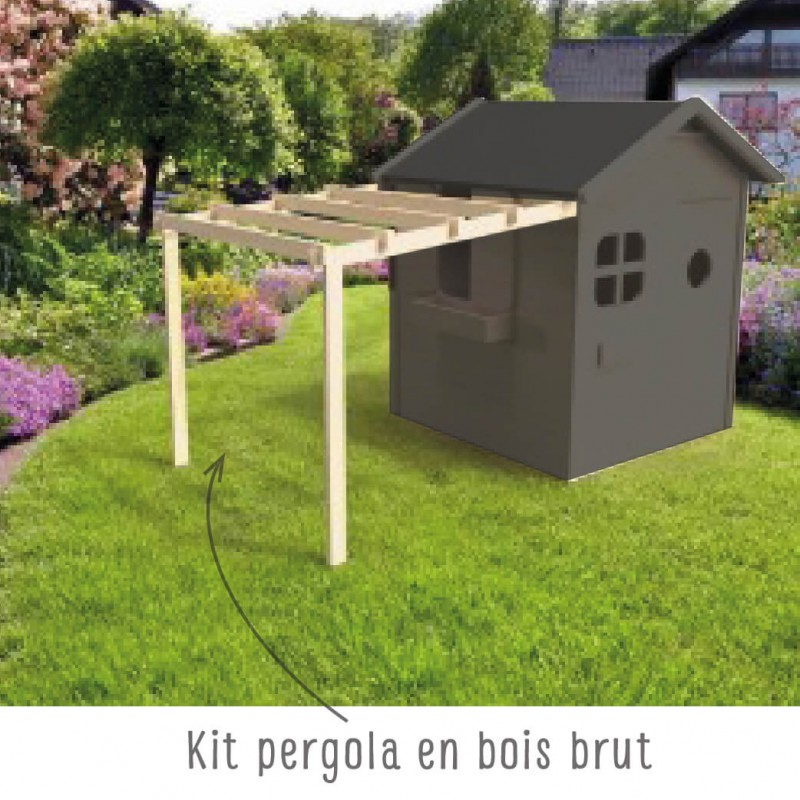 KIT PERGOLA EN BOIS BRUT POUR MAISONNETTE