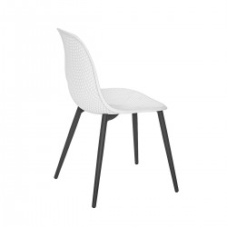 Lot de 2 - Chaise avec structure et pieds en aluminium coloris noir. Assise en résine coloris blanc - MALTE