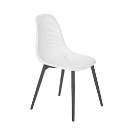 Chaise avec structure et pieds en alumimium coloris noir. Assise en résine coloris blanc. - MALTE