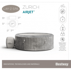 Spa gonflable Lay-Z-Spa® Zurich, 2/4 places, diamètre 180 x 66 cm Bestway