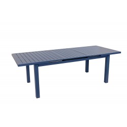 Table Santorin gris bleuté avec allonge ouverte