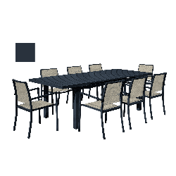 Table Santorin gris bleuté avec chaises adaptées