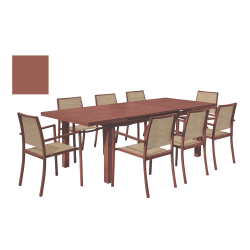Table rectangulaire extensible terracotta 8/10 personnes - SANTORIN